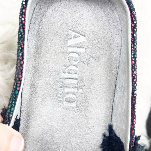 Alegria 40 EU 10 US Womens Black Isabelle Tartan Plaid Leather Fur Mules Clog - Picture 10 of 14